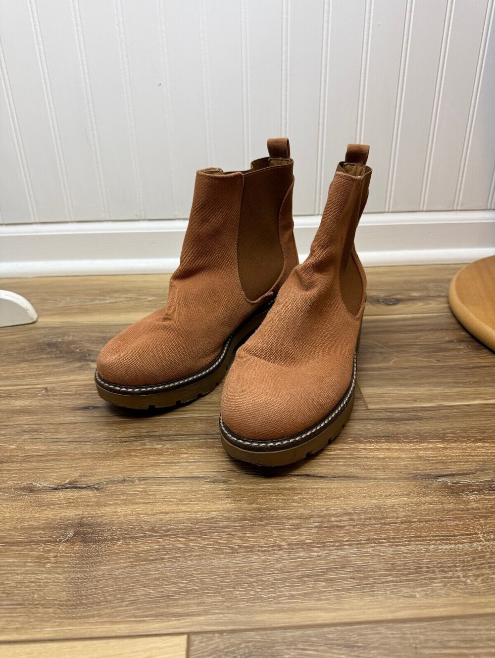 Anthropologie Women's Brown Knit Chelsea Pull-on Boots - Size - 40
